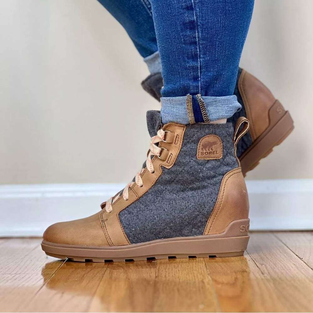 242 | Sorel Evie 2 Women’s Lace Boots Wedge Sneakers Athletic Casual Shoe - Picture 4 of 12